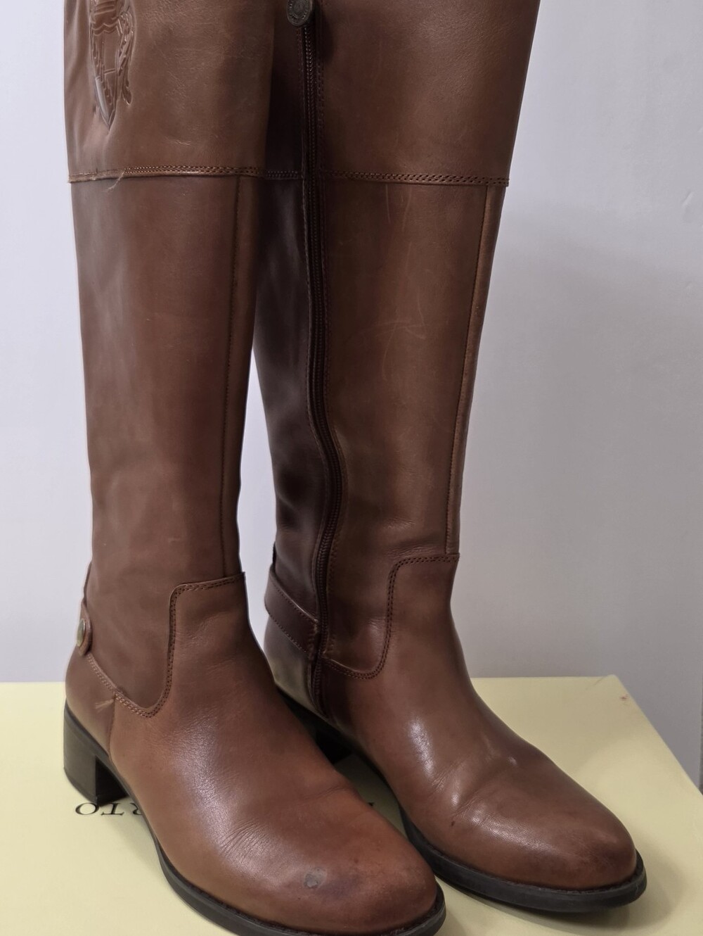 Franco Sarto Brown Leather Knee-High Riding Boots